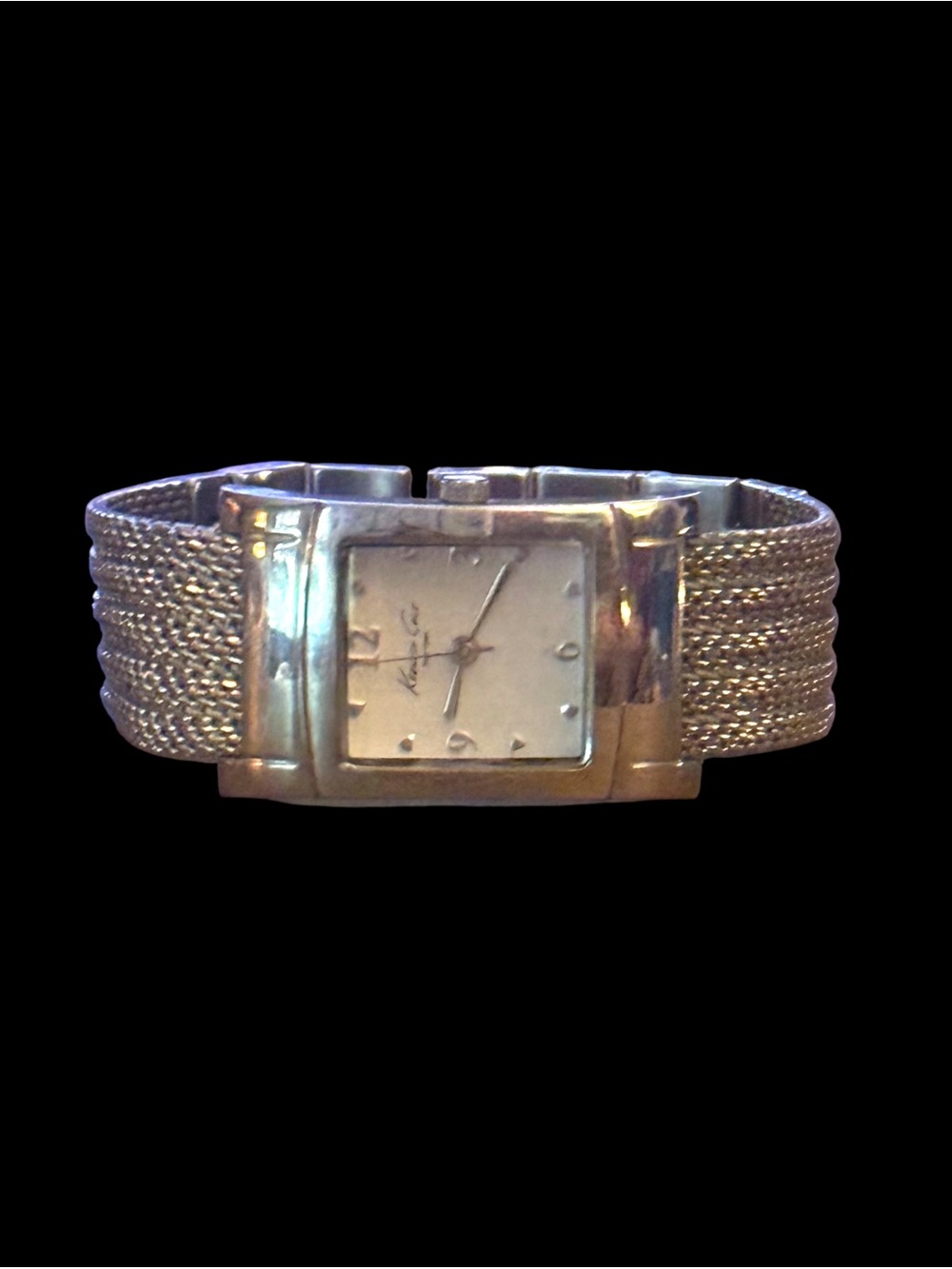 Kenneth Cole silver tone mesh band analog watch